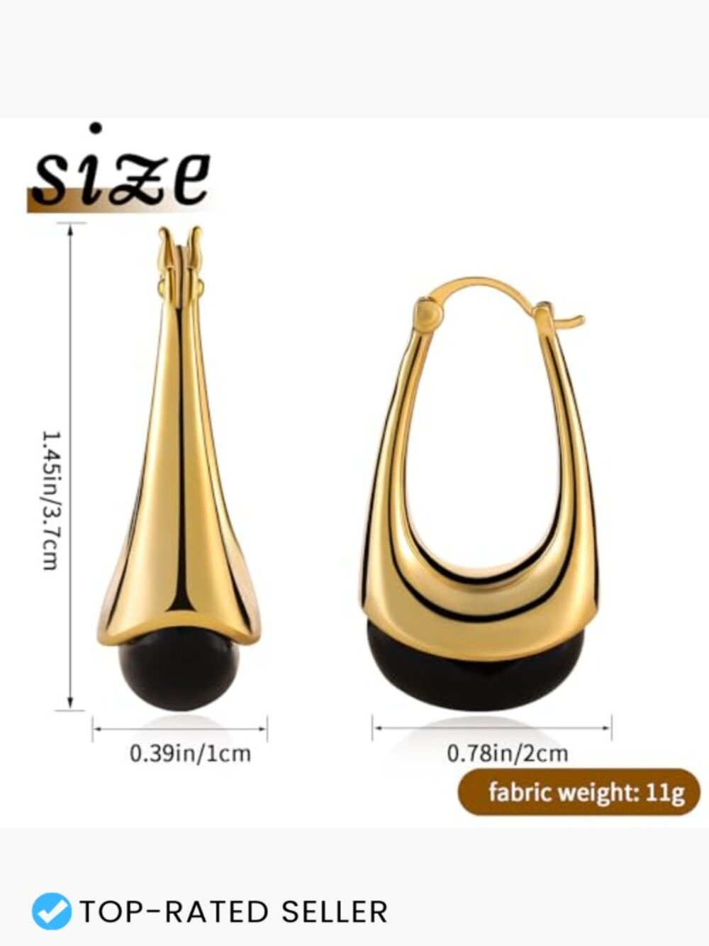 Chunky Gold Hoop Earrings Hypoallergenic Lightweight Vintage Style Teardrop - Picture 4 of 7